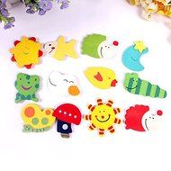 ASDOMO Colorful Kid Baby Wood Cartoon Fridge Magnet Child Educational Toy 1 Set 12 PCS Colors Sent at Random N5