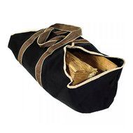 Woodeze Home Firewood Storage Organizer Heavy Weight Canvas Log Tote Black