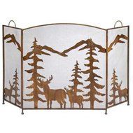 Rustic Forest Fireplace Screen