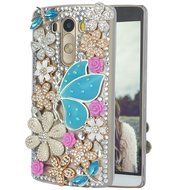Spritech(TM) Bling Phone Case For LG G3 mini,3D Handmade Purple Crystal Silver Flower Pendant Accessary Design...