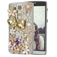 Spritech(TM) Bling Phone Case For LG G3 mini,3D Handmade Purple Crystal Silver Flower Pendant Accessary Design... N3