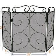 Lizh Metalwork 3-Panel Scroll Fireplace Screen,Black