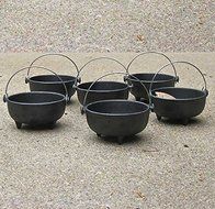 Old Mountain Single Serve Cast Iron Kettle with Handle - Preseasoned Set of 6