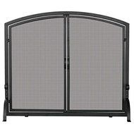 Single Panel Wrought Iron Black Fireplace Screen Door
