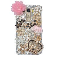 Spritech(TM) Bling Phone Case For LG G3 mini,3D Handmade Purple Crystal Silver Flower Pendant Accessary Design... N22