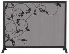 Uniflame S-1043 One Panel Black Screen with Flowing Leaf Design
