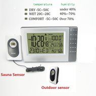 DYKIE RS8718SN Wireless Weather Station with 2 Transmitters Digital Alarm Clock Indoor/Outdoor Thermometer Hygrometer N6