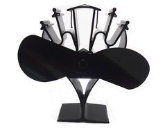 New designed 2 Blades Heat Powered Stove Fan for Wood / Log Burner/Fireplace - Eco Friendly(Black)