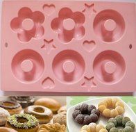 BONAUR Silicone Cake Bread Mold for Plum Donuts 6 Pieces of Silicone molds (pink) N3