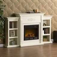 Dorothy Ivory Electric Fireplace w/ Bookcases Media Tv Stand Remote