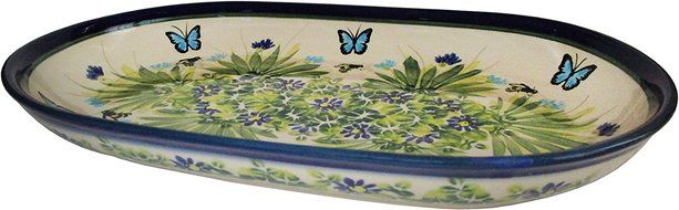 Boleslawiec Stoneware - Polish Pottery 10.75" Oval Serving Platter - Eva's Collection "Serenity" N2