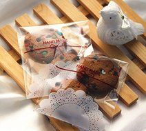 200 PCS Lovely Cute OPP Self Adhesive Cookie Bakery Candy Biscuit Treat Party Bag (Lace 11*10+3) N2