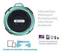 Qadira C-6 Portable Outdoor and Shower Bluetooth Speaker with Mic/Suction Cup/5W Audio Driver/Built-in Battery-Blue N3