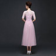 KAKA(TM)Women&#039;s Elegant Prom Dresses Short sleeve Bridesmaid Dress-L(Champagne) N2
