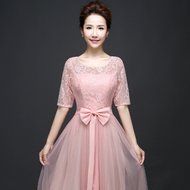 KAKA(TM)Women&#039;s Elegant Prom Dresses Short sleeve Bridesmaid Dress-L(Champagne) N4
