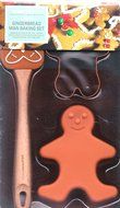 4 Piece Gingerbread Man Baking Set Includes a 9 Hole Gingerbread Man Silicon Baking Tray, Wooden Spatula, Gingerbread... N2