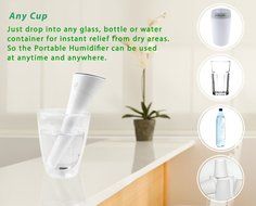 pureGLO USB Mini Humidifier - 250ML Ultrasonic Cool Mist Travel Portable Air Purifier - Quiet Personal Humidifier... N11