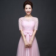 KAKA(TM)Women&#039;s Elegant Prom Dresses Short sleeve Bridesmaid Dress-L(Champagne) N6