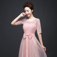 KAKA(TM)Women&#039;s Elegant Prom Dresses Short sleeve Bridesmaid Dress-L(Champagne) N7