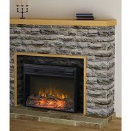Rustic Style Indoor 24-Inch Electric Metal Firebox Insert, Black N3