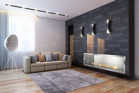 MCM3 52'' Build-in Smokeless Ventless Manual Fireplace,Single-Sided Unit,Silver,W52''xH26''xD14.8'',1.5'&lsquo;T Stainless...