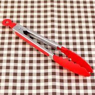 10"inch Stainless steel Plastic Kitchen Tongs BBQ Clip Salad Bread Serving Tongs 2 Colors