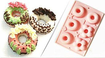 BONAUR Silicone Cake Bread Mold for Plum Donuts 6 Pieces of Silicone molds (pink) N4