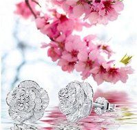 Fashion Women Silver Cherry Flower Ear Stud Earrings Jewelry New N2