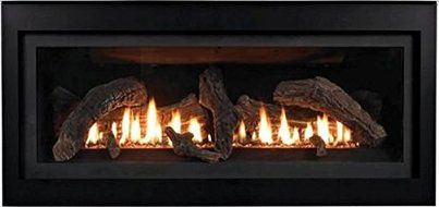 Boulevard DV Linear Fireplace, Charred Logset &amp; 2" Black Front, NG