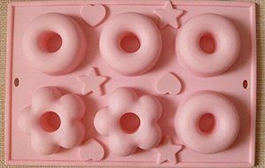BONAUR Silicone Cake Bread Mold for Plum Donuts 6 Pieces of Silicone molds (pink) N5