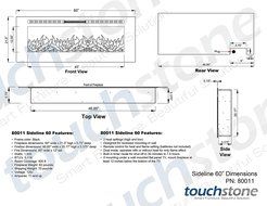 Touchstone 80004 Sideline In-Wall Recessed Electric Fireplace, 50 Inch Wide, 1500/750 Watt Heater (Black) N6