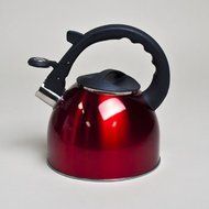 TEA KETTLE 2.5LT RED S/S LITHO BOXED SEE N2, Case Pack of 3