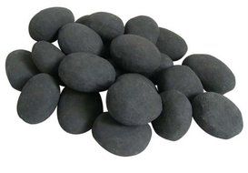 Moda Flame 24 Piece Ceramic Fireplace Pebble Set in Black
