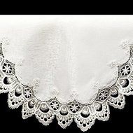 19" X 90" Wide Fireplace Mantel Scarf with White Peacock Lace on White N2