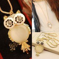 Women's Fashion Jewelry Crystal Owl Pendant Chain Sweater Long Necklace Gift