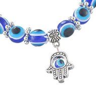 BD Hamsa Fatima Hand Evil Eye Bracelet Handmade Beads Elastic Band Unisex NEW N3