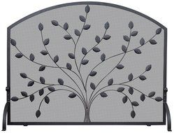 UniFlame S-1073 Single Panel Wrought Iron Screen with Leaves