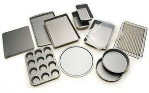 Heavy-Duty Steel, 12-Piece Bakeware Set, Gray