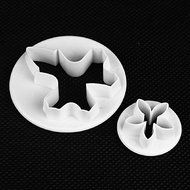 DUFUSTORE 2pcs Flower+Leaf Shape Cake Sugarcraft Plunger Decoration Tool Mould N2