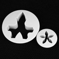 DUFUSTORE 2pcs Flower+Leaf Shape Cake Sugarcraft Plunger Decoration Tool Mould N3