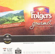 Folgers Gormet Selections K-Cup Lively Columbian Medium Roast 18 Count N6