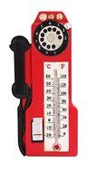 7 Inch Red Old Style Telephone Wall Thermometer Statue Figurine