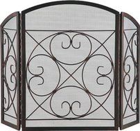 HOMEBASIX CPO90502AC3L 3-Panel Fire Screen, Antique Bronze Finish