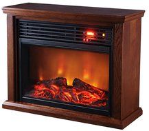 Green Peak Large Room Infrared Quartz Fireplace in Burnished Oak Finish w/Remote