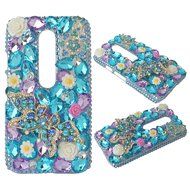 Spritech(TM) Bling Clear Phone Case For Motorola Moto G3/Moto G (3rd Gen),3D Handmade Blue Crystal Butterfly Small... N37