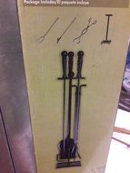 Style Selections 4-pcs Fireplace Black Tool Set, Matte black finish