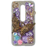 Spritech(TM) Bling Clear Phone Case For Motorola Moto G3/Moto G (3rd Gen),3D Handmade Blue Crystal Butterfly Small... N55