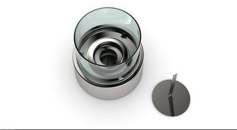 Fire Desire's Orbe Fireplace - Round Shape for Table Top, Stainless Steel Finish, Tempered Glass, Both Indoor... N3