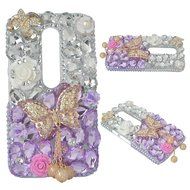 Spritech(TM) Bling Clear Phone Case For Motorola Moto G3/Moto G (3rd Gen),3D Handmade Blue Crystal Butterfly Small... N63