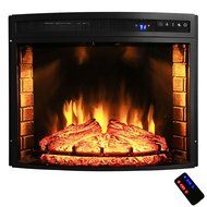 AKDY 28" Curve Glass Freestanding Bedroom 3D Flame Effect 1400W 5200BTU Adjustable Electric Fireplace Heater N6